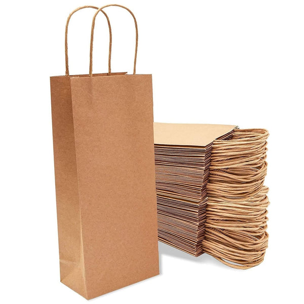 Bright Creations Wine Bag - Kraft Brown Paper, 50 Pack - Wine Bottle Bag with Handles for Liquor Bottles - image 1