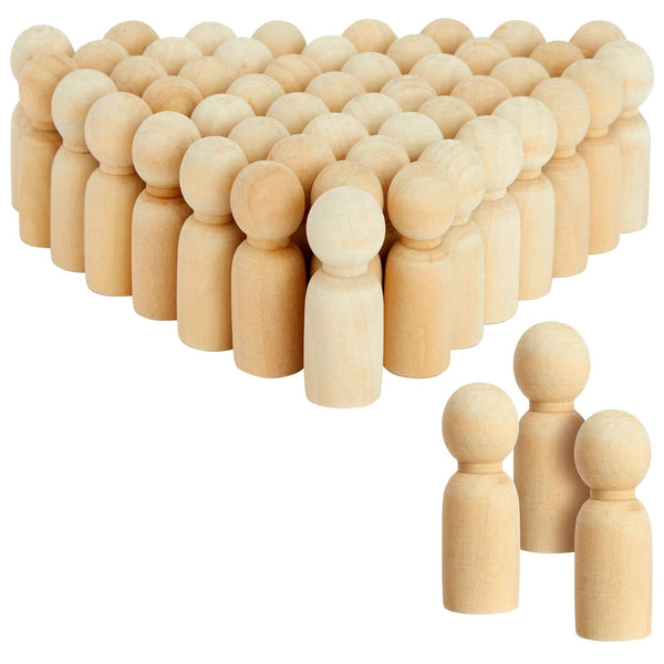 Bright Creations Peg Dolls for Doll Making Supplies, Painting & Craft - Wooden Peg People for Crafts - Unfinished, 2.4 In, Natural, 50 Pack - image 1