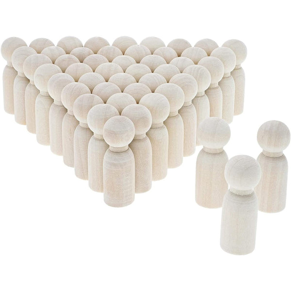 Bright Creations Peg People Kit - 1.77 In Height x 0.6 in Diameter, 50 Pack - Unfinished Smooth Wood for Crafts & DIY painting - For DIY Projects & Wooden Peg People Figures - image 1