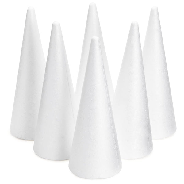 Bright Creations Foam Cones for Crafts - Foam Tree Forms for Flower Arrangements & DIY Art Projects - 3.8 x 9.5 in, White, Pack of 6 - image 1