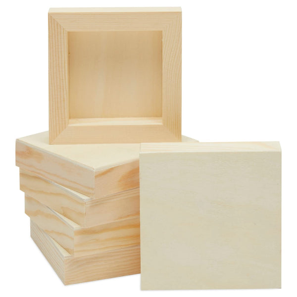 4x4 Wood Canvas Boards for Painting, Blank Deep Cradle Canvas for Art Projects (6 Pack, 0.85 In Thick) - image 1