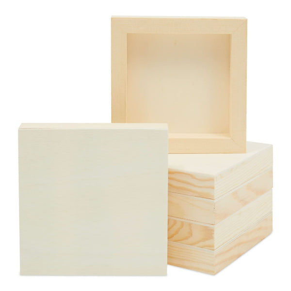 Bright Creations Wood Panel Canvases for Painting - 5 x 5 in, 0.85 in Thick, Pack of 6 - Unfinished Pine Deep-Cradle Wooden Blocks for Crafts - image 1