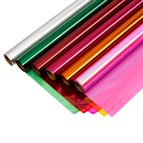 Bright Creations Colored Sheets Cellophane Wrap - 6 Rolls, 17 in x 10 ft, Assorted Colors - Transparent Gift Wrapping Paper & Colorful Cellophane Rolls - image 1