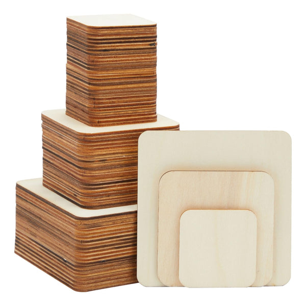 Bright Creations 70 Pack Unfinished Wood Squares for Crafts, Wood Burning, Engraving (3 Sizes, 2", 3", 4") - Wooden Pieces for Crafts - image 1