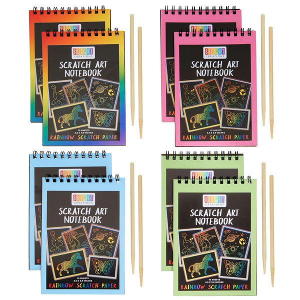8 Pack Rainbow Scratch Paper Pads for Kids with Wooden Styluses, 10 Sheets (5.5 x 3.9 In) - image 1