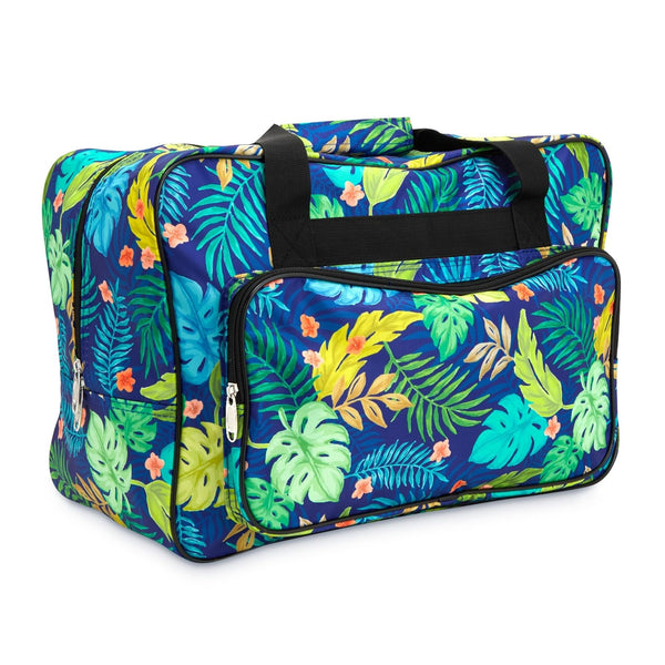 Bright Creations Tropical Leaves Sewing Machine Case - 18.1 x 9.4 x 12.2 In, Polyester Tropical Leaves Pattern - Portable Case with Utility Pockets - Fits Most Standard Sewing Machines - image 1