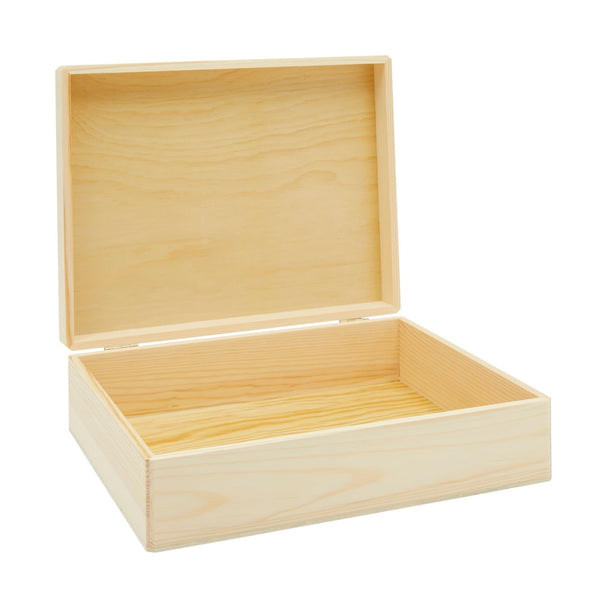 Bright Creations Unfinished Wooden Storage Box - 9 x 12 x 3.3 In, Paulownia Wood, Hinged Lid - Jewelry Box & Craft Storage - Paintable Chest for DIY Projects - image 1