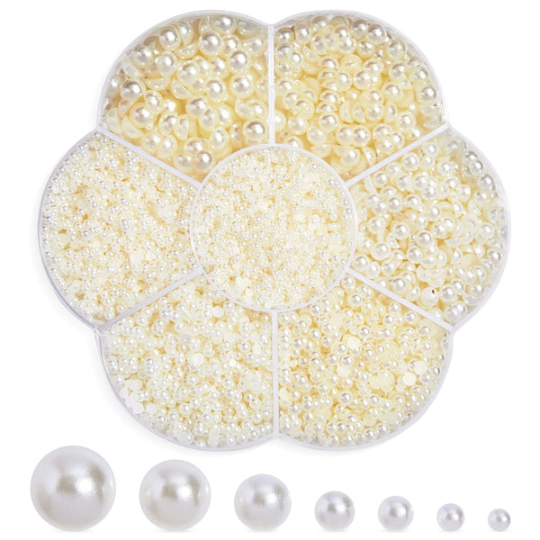 Genie Crafts Nail Art Flatback Pearls - 16000-Piece Pack, Ivory, 1.5-6mm - Adhesive Pearls & Flat Back Beads - Jewelry Making & Craft Supplies - image 1