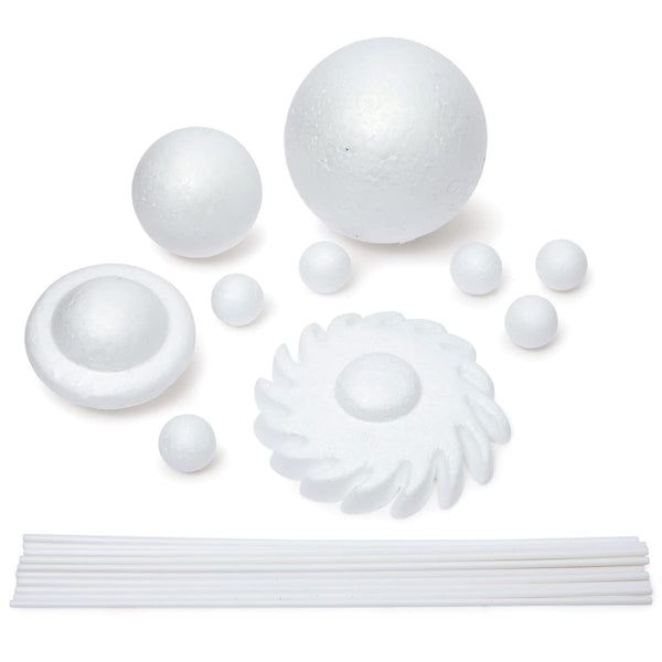 Genie Crafts 12-Piece 3D Solar System Model Kit - 12 Pcs White Foam Balls & Dowels - DIY Solar System Project & Kids Toys - Foam Planets to Paint & Painting Kit for Science Coloring Fun for Kids - image 1