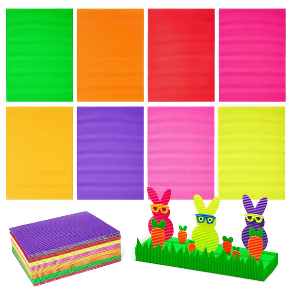 Genie Crafts Corrugated Cardboard Sheets - 64 Pack, 8.3 x 11.8 In, Multicolor - Sturdy Corrugated Paper for Craft Supplies - Easy-to-Cut Thin Cardboard Sheets - Vibrant Colored Paper for School - image 1