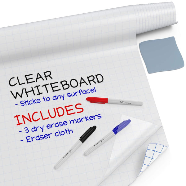 Kassa X-Large Chalkboard Wallpaper - Clear | 1.4ft x 6.5ft Adhesive Paper Roll | Includes 3 Markers & Eraser Cloth | Peel & Stick on a Wall, Table & Desk | Ideal for Use at Home, School, Office & More - image 1