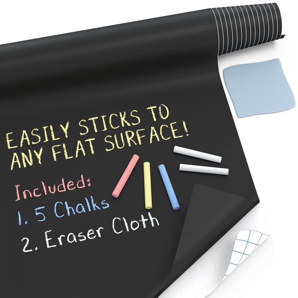 Kassa X-Large Chalkboard Wallpaper - Clear | 1.4ft x 8ft Adhesive Paper Roll | Includes 3 Markers & Eraser Cloth | Peel & Stick on a Wall, Table & Desk | Ideal for Use at Home, School, Office & More - image 1
