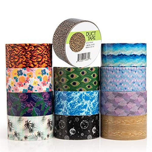 Simply Genius Colored Duct Tape Rolls - Versatile for Scrapbooking Supplies - Ideal for Vision Board Supplies - Strong Adhesion Decorative Tape for Crafts - 1.88in x 10yd, 12 Rolls, Nature Patterns - image 1