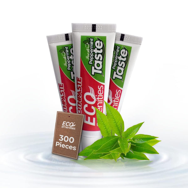 ECO amenities Bulk Toothpaste Tubes - Compact Convenience & Toiletries Travel Kit - Travel Toothpaste Bulk for Hygiene Kit Supplies - Peppermint Flavor for Fresh Breath - 0.21 Oz - Pack of 300 - image 1