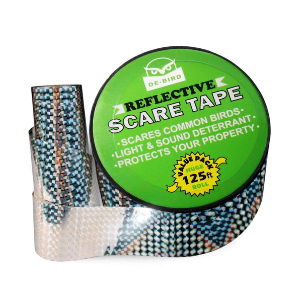 De-Bird Scare Tape - Weatherproof Reflective Tape - Seagull Reflective Ribbon for Balcony & Patio Deterrent - Reusable Goose Deterrent Scare Ribbon - 125 Ft Roll, Garden Style - image 1