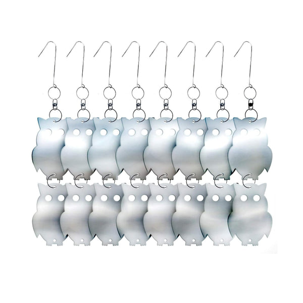 De-Bird Acrylic Reflective Owl Decoys - Sunlight-Activated Owl Reflectors to Scare Birds Away - Crow Deterrent for Patio & Garden - Outdoor Hanging Bird Scare Decoys - 8-Pack, Silver - image 1