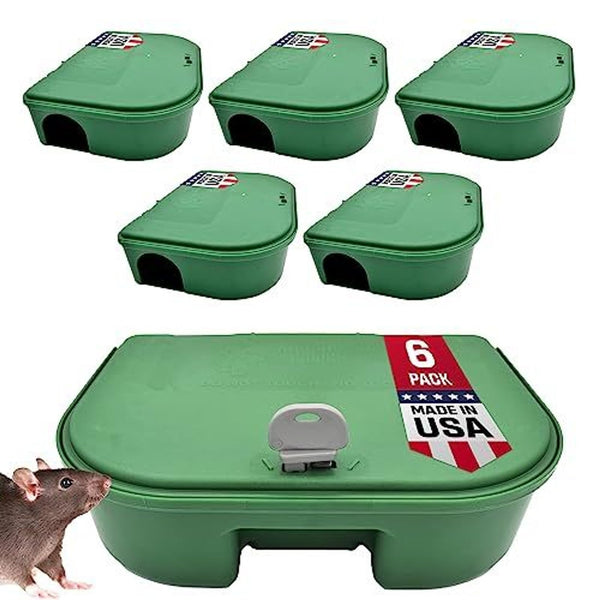 Exterminators Choice - 6 Pack Rat Bait Station Boxes with 1 Key - Heavy Duty Mouse Trap Holder - Great for Catching Rats and Mice - Pest Control - Durable and Discreet - image 1