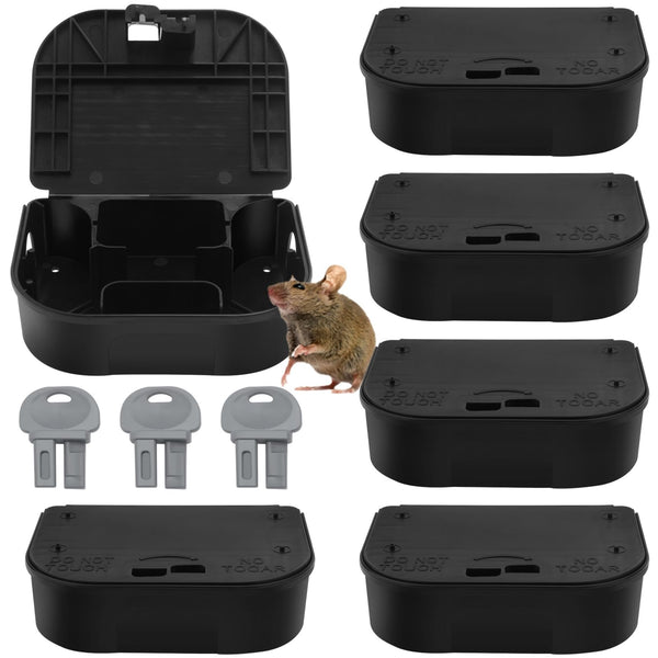 Vine Homecare 6-Pack Small Mouse Bait Stations with 3 Keys, Durable Mice Poison Boxes Used with Rat Poison/ Bait Blocks, Discreet Mouse Poisoning Bait Stations - image 1