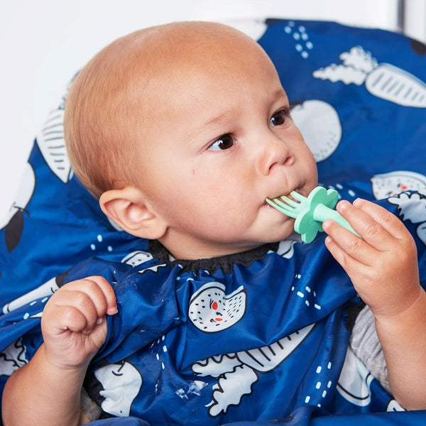 grabease Allover Waterproof Infant Feeding Smock - Long Sleeve Bib for Self-Feeding - Waterproof Protection & Baby Bibs for Eating - Machine Washable - Navy - image 1