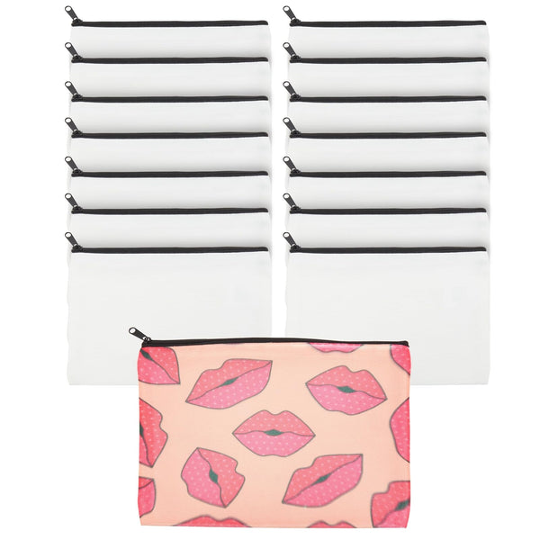 Bright Creations Blank Sublimation Canvas Zipper Pouch - DIY Heat Transfer Canvas Bags - Travel Cosmetic Organizer Makeup Bag Bulk - School Desk Organizer Pencil Pouch - 10 x 7 in - Pack of 15 - image 1