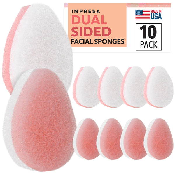 IMPRESA Dual-Sided Facial Scrub Pads - Exfoliating Face Sponges - Made in USA Face Exfoliation Sponge - Deep Cleansing & Makeup Removal Scrub Pads - Pack of 10 - image 1