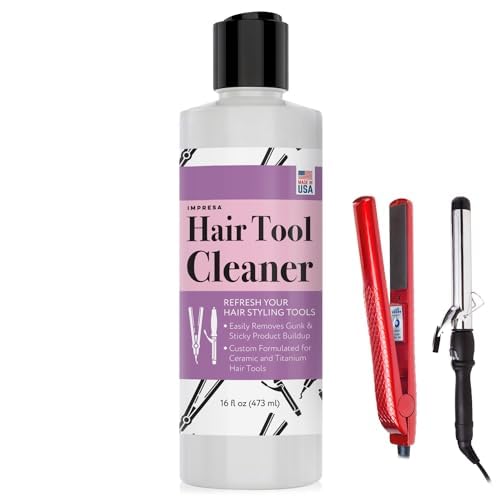 IMPRESA 16 oz Flat Iron Cleaning Solution - Buildup Removal & Cleaner for Curling & Flat Irons - Heat Distribution & Heat Styling Tool Cleaning - Ammonia Formula & Hair Straightener Cleaner - image 1