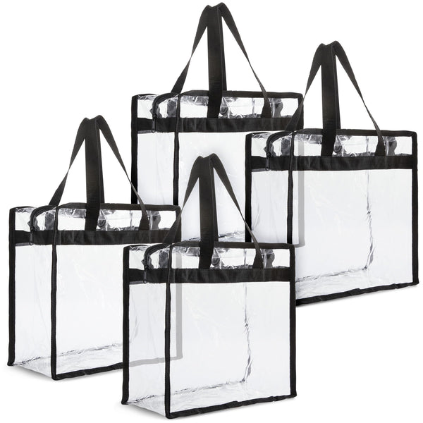 Juvale Stadium Approved Clear Tote - Venue Entry Ready Clear Stadium Bag - PVC Waterproof & Zipper on Plastic Tote Bag - Transparent Purses for Women - 4 Pack, 12 x 6 x 12 in - image 1
