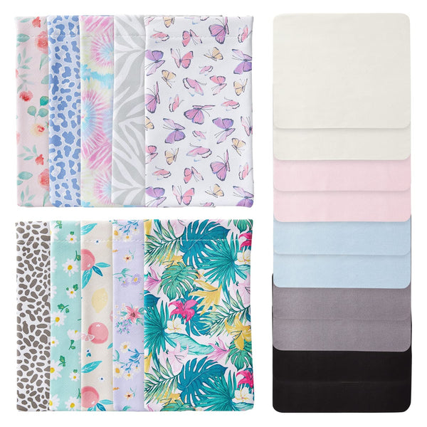 Zodaca Faux Leather Eyeglass Case - Soft Protective Pouch with Suede Cleaning Cloths - Floral Eyeglass Pouch Pack Floral - Travel Sunglasses Case - Pack of 10, 4 x 7 in, 10 Designs - image 1