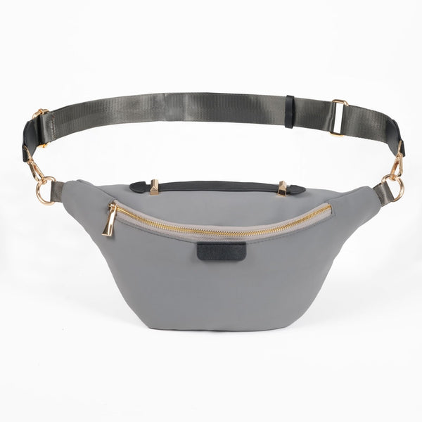 Zodaca Plus Size Fanny Pack - Oversized Crossbody Fanny Pack for Travel & Outdoor - Adjustable Crossbody Belt Bag & Waist Pouch - Nylon Bum Bag with Pockets - Gray, Fits 42-54 in Waist - image 1