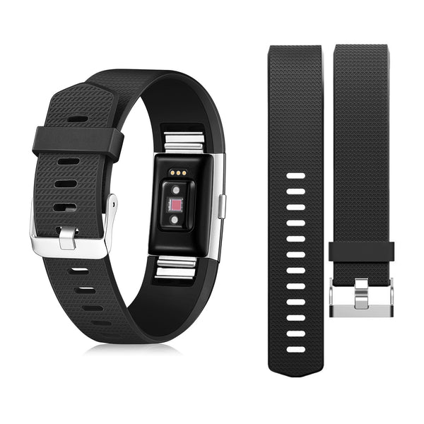 Zodaca Replacement Band for Fitbit Charge 2 Adjustable Sport Band Strap Accessories Wristband with Fasteners and Metal Clasps - Black - image 1