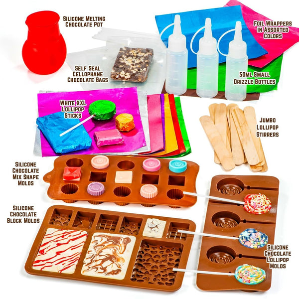 GirlZone Little Choco Delights Maker Kit, Chocolate Making Set for Kids with Candy Bar Molds, Lolly Sticks & Wrappers, Fun Creative Activity, Birthday Gift for Girls Ages 8+ - image 1
