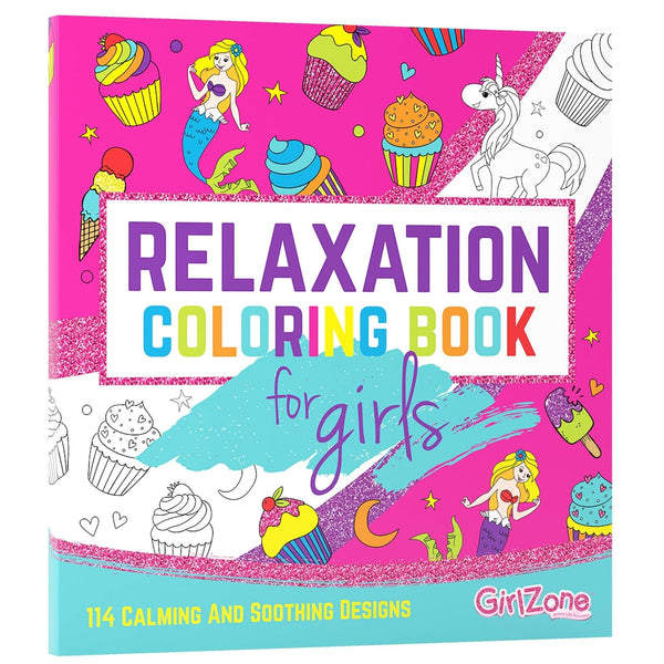 GirlZone Unicorn & Mermaid Coloring Books - Ages 7-12, Multicolor - 114 Detailed Designs for Art Therapy & Screen-Free Creativity - Relaxation Coloring Book for Girls - image 1