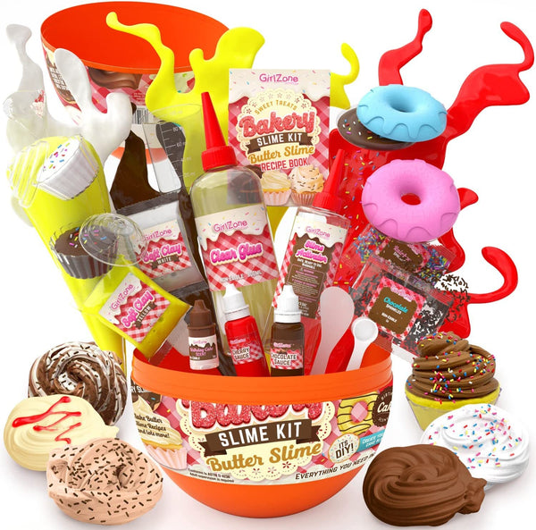 GirlZone Slime Kits - 16-Piece Set, Red, Chocolate Scent - Food Slime Kit & Baking Set with Cupcake & Donut Containers - Girls Gifts Ages 7+ - image 1