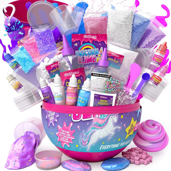 GirlZone Sparkly Unicorn Egg Surprise Slime Kit for Girls, Sensory Toys for Kids, Create Cloud Slime & Magical Unicorn Slime, Ideal Arts and Crafts Easter Gift for Kids Aged 7-12 Years Old - image 1