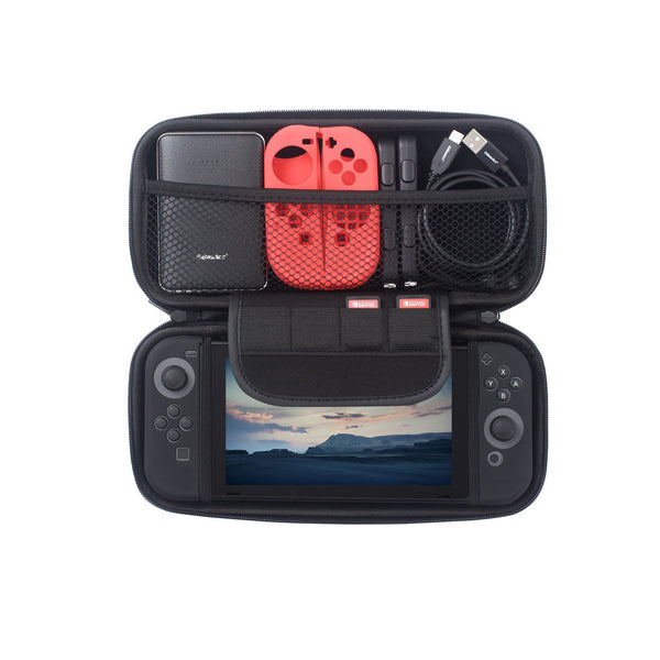 For Nintendo Switch Carrying Case Cover, OLED Model Console Travel Protective Hard Storage Pouch with Game Card Holder Slot Accessories, Black - image 1