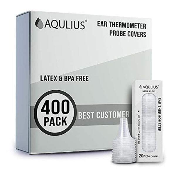 Aqulius Ear Thermometer Probe Covers - Compatible with Braun Thermoscan IRT6520, IRT6020 & Phillips IRT3030 - 400 Count Single-Use Bulk Refill Pack - Disposable Ear Thermometer Covers & Probe Caps - image 1