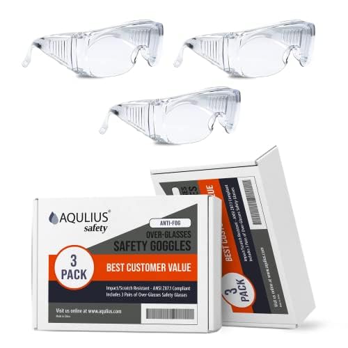 Aqulius Safety Glasses Over Eyeglasses - Shatter-Resistant Protective Eyewear - Anti-Fog & Scratch-Resistant Safety Glasses - Ergonomic Side Shields for Eye Protection - Pack of 3, Unisex - image 1
