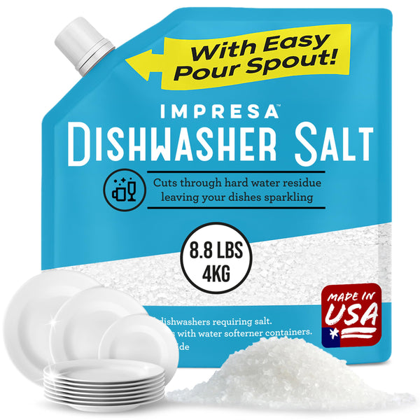 Dishwasher Water Softener Salt 8.8 LB – Pure, Coarse Grain Salt for Bosch, Miele, Whirlpool, Thermador & More – Eliminates Limescale, Spots & Residue – Vegan, Made in USA - image 1