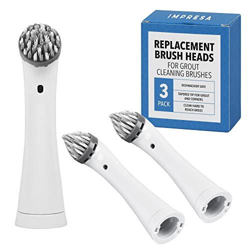 Impresa 3-Pack Grout Cleaner Brush Heads - Compatible with Rubbermaid Reveal Power Scrubber - Grey/White Nylon Replacement Heads - for Electric Spin Scrubber, Shower Cleaner & Scrub Brush - image 1