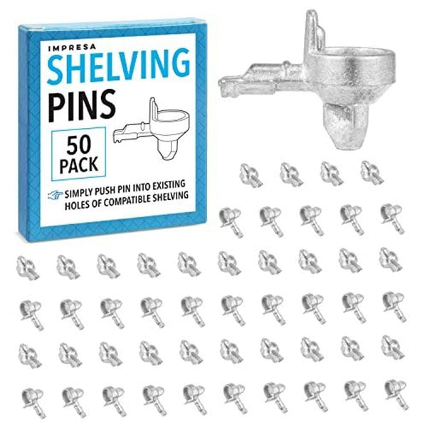 Impresa 3mm Metal Replacement Shelf Pegs - Shelf Support Pegs - Compatible with IKEA Billy Models & Bookshelf Pins - Spare Parts & Cabinet Clips - 3mm, Pack of 50, Silver - image 1