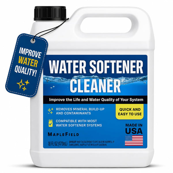 Maplefield Water Softener Cleaner Solution - 16 oz (2 uses) - Recharge Resin, Remove Contaminants and Mineral Build up - Universal Fit for Household Water Softener System - Easy DIY Use - image 1