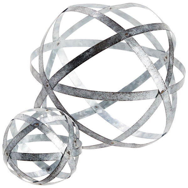 Farmlyn Creek Silver Decorative Sphere Set - 4-in. & 7-in. Distressed Silver Metal - Rustic Farmhouse Table & Shelf Decor Balls for Coffee Table & Bookshelf Accents - image 1