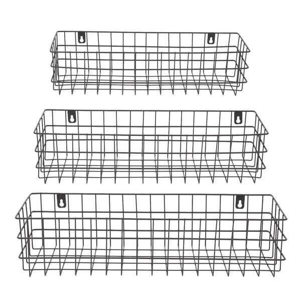 Farmlyn Creek Wall Storage Basket Organizer - Black Metal 3-Piece Set (Small, Medium & Large) - Wire Baskets for Wall - Space-Saving Kitchen & Bathroom Storage - image 1