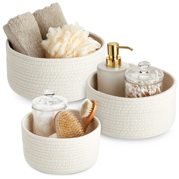 Farmlyn Creek 3 Piece Round Basket Set - Versatile Storage Bins for Organizing - Space-Saving Nesting Round Baskets for Shelves - Pack of 3, 9x9x4.5in/8.3x8.3x4.3in/7.5x7.5x4in - image 1