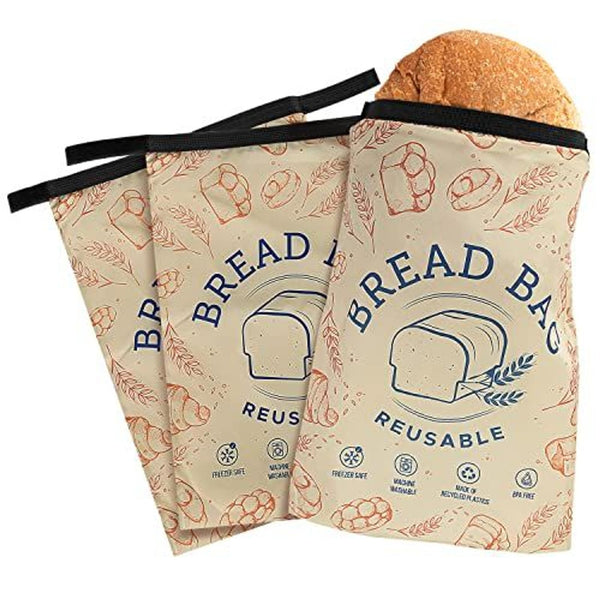 IMPRESA Reusable Bread Bags - Dual Seal Sourdough Storage & Bread Machine - Dishwasher & Washer Safe Food Storage - Freezer Safe Bags for Loaf Preservation - Pack of 3, 17.5 x 12 In, 1 in Gusset - image 1