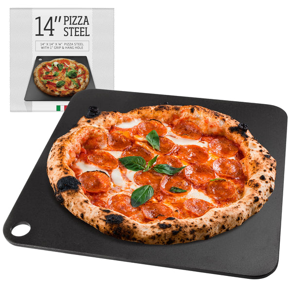 IMPRESA Pizza Oven Steel Plate - 14 x 14 x 0.25 in, Black, Steel Heat Retention & Crisp Crust Pizza Stone - Oven & Grill Versatility for Baking Stone - image 1
