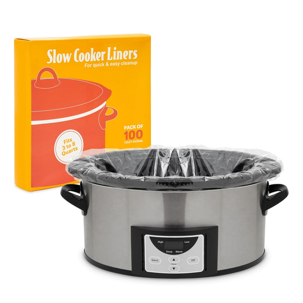 Okuna Outpost Slow Cooker Liners - Easy Clean-Up with Clear Plastic Liners - Fits Oval & Round Crockpot Pots - Bulk 100 Disposable Slow Cooker Bags - 3-8 QT, 13 x 21 In, Pack of 100 - image 1