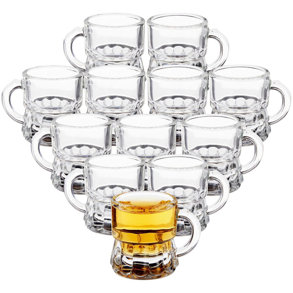 Okuna Outpost Mini Mug Shot Glasses with Handles - Clear Reusable Shot Glass Set - Serve Mini Shots with Secure Grip - Wedding & Adult Party Favors - Pack of 12, 1 Oz, Clear - image 1