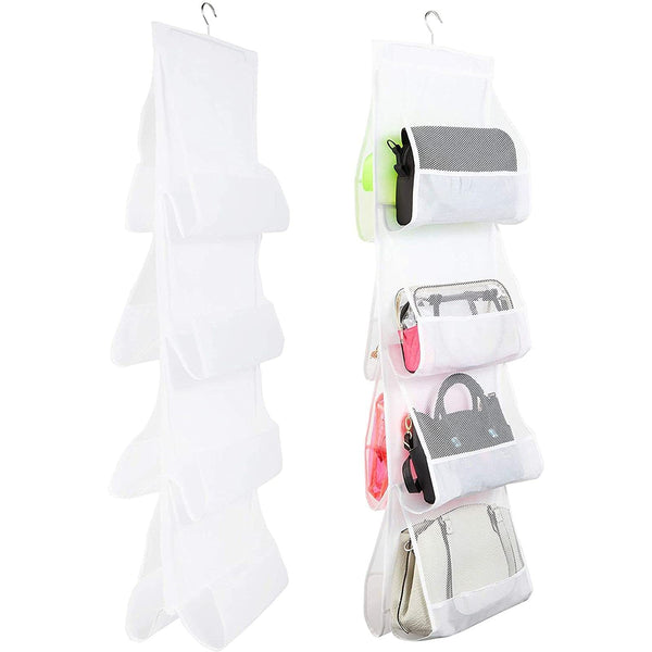 Okuna Outpost 8-Pocket Fabric Mesh Hanging Purse Organizer - 2-Pack, White, 48 x 13.8 in - Hanging Closet Organizer & Purse Rack Stand - image 1