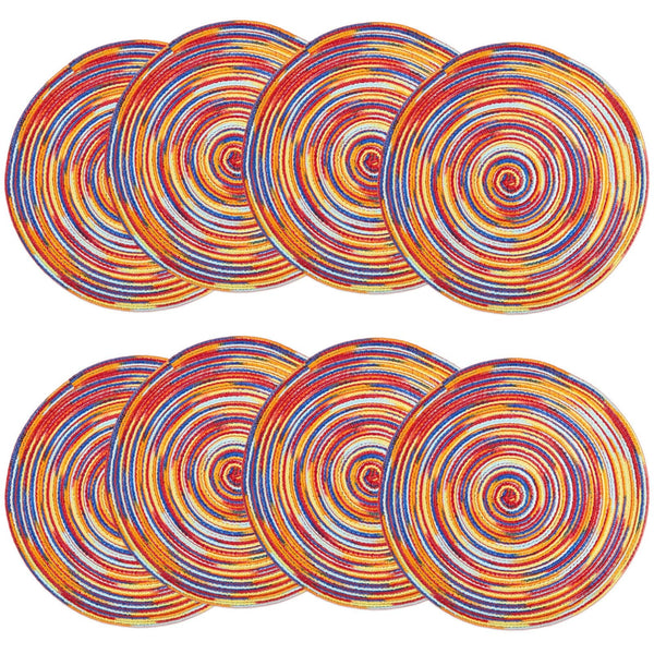 Okuna Outpost Braided Round Placemat Set - Vibrant Accent & Colorful Placemats - Surface Protection & Set of 8 - Indoor & Outdoor & Round Place Mats - 15 in, 8-Pack, Multicolor, Cotton - image 1